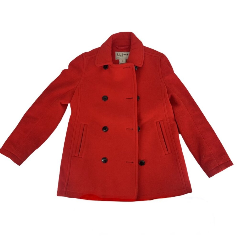 L.L. Bean Classic Red Peacoat Size XS Winter Coat - Picture 5 of 7
